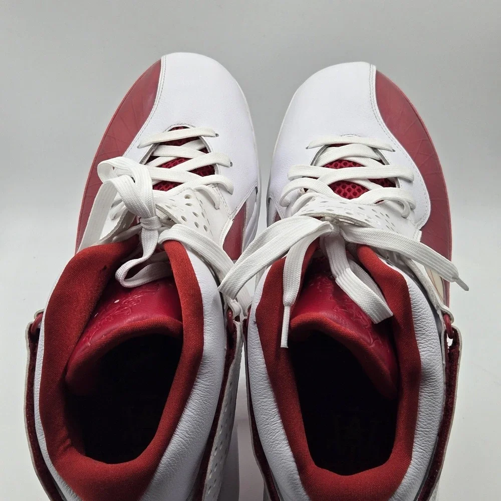 Nike LeBron Shoes Mens Size 18 White Red Mid Top Basketball 454141-105 Sneakers